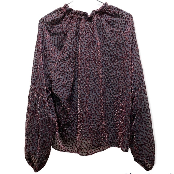 NWOT Addition Elle Balloon-Sleeve Burnout Velvet Blouse color Winetasting size X - Picture 4 of 9